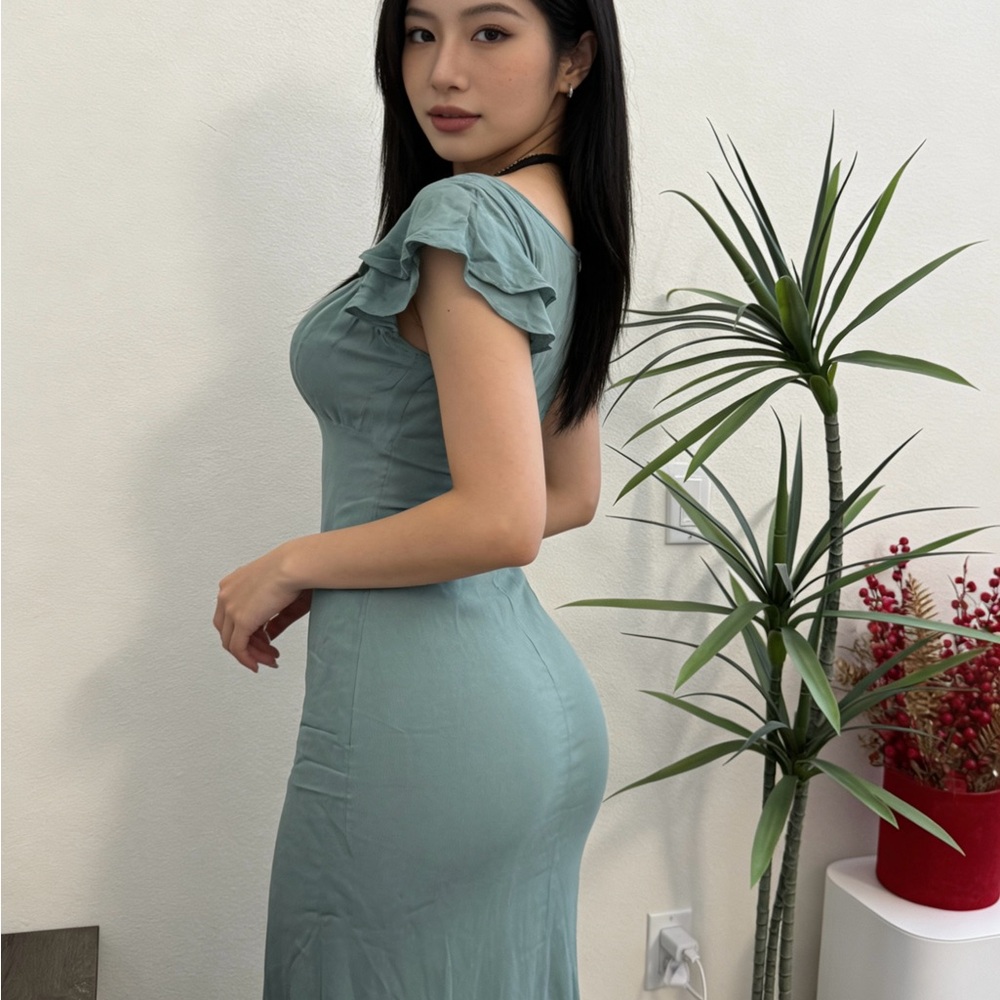 Reformation Sage Green Maxi Dress
